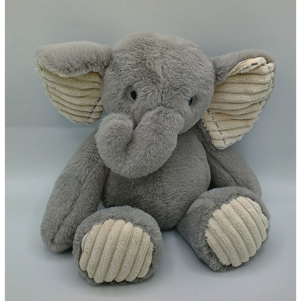 12" 2022 Lambs & Ivy Lot #211742 Jett Grey Plush Elephant Ribbed Ears B6